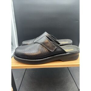 Clarks Women's Patty Tayna Black Leather Textured Vamp Mules Size 7.5 M